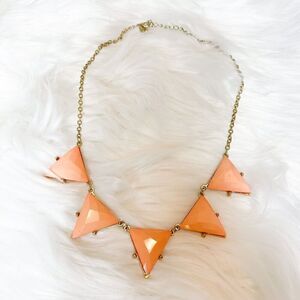 Triangle Peach Boho Geometric Gold Plated Necklace Size 21”